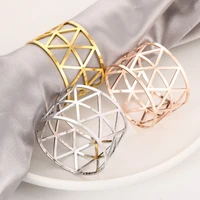 rose gold silver alloy napkin rings wedding party table decoration towel dinner napkin hollow buckle holder home accessories