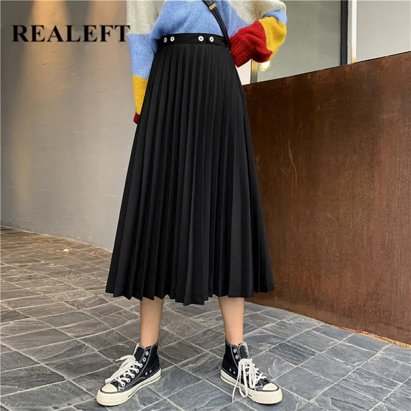 Женские плиссированные юбки до середины икры REALEFT серые простые тюлевые