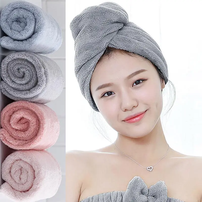 Hair Drying Hat Quick-dry Hair Towel Cap Hat Bath Hat Microfiber Solid Towel Cap Super Absorption Turban Swimming Towel