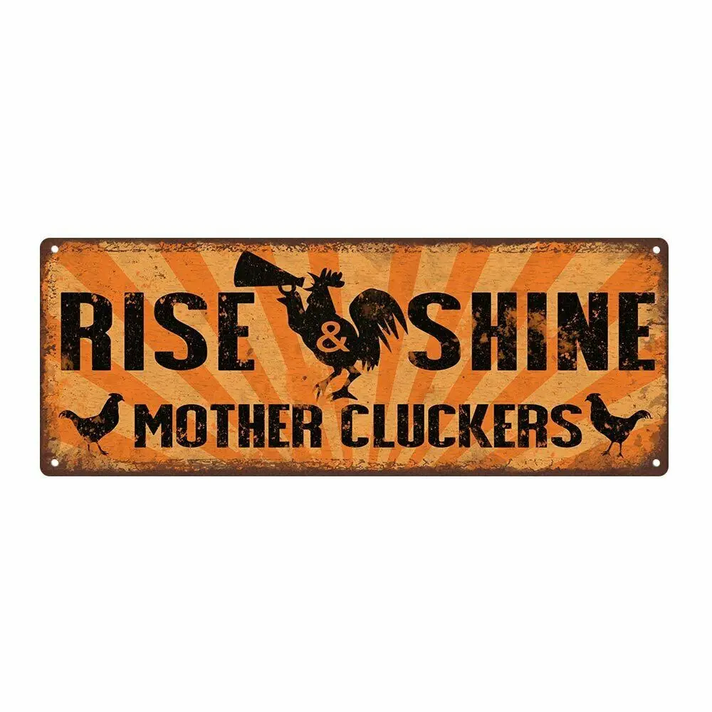 Rise &amp Shine Mother Cluckers металлический знак 6x16 дюймов цыплята юмор ферма | Дом и сад