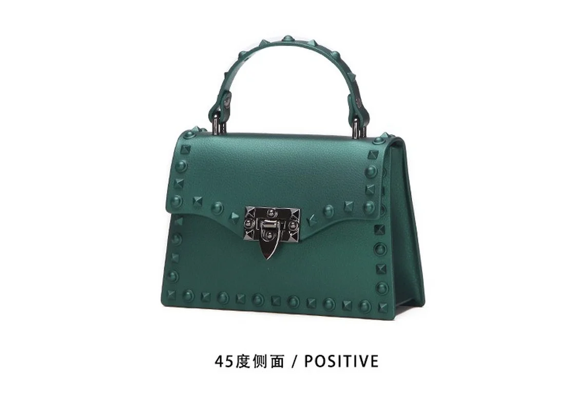 

Bags of Women 2021 New PU Leather Color Female Bag Mini Bag Frosted Rivet Jelly Bag Simple Fashion Women's Shoulder Bag