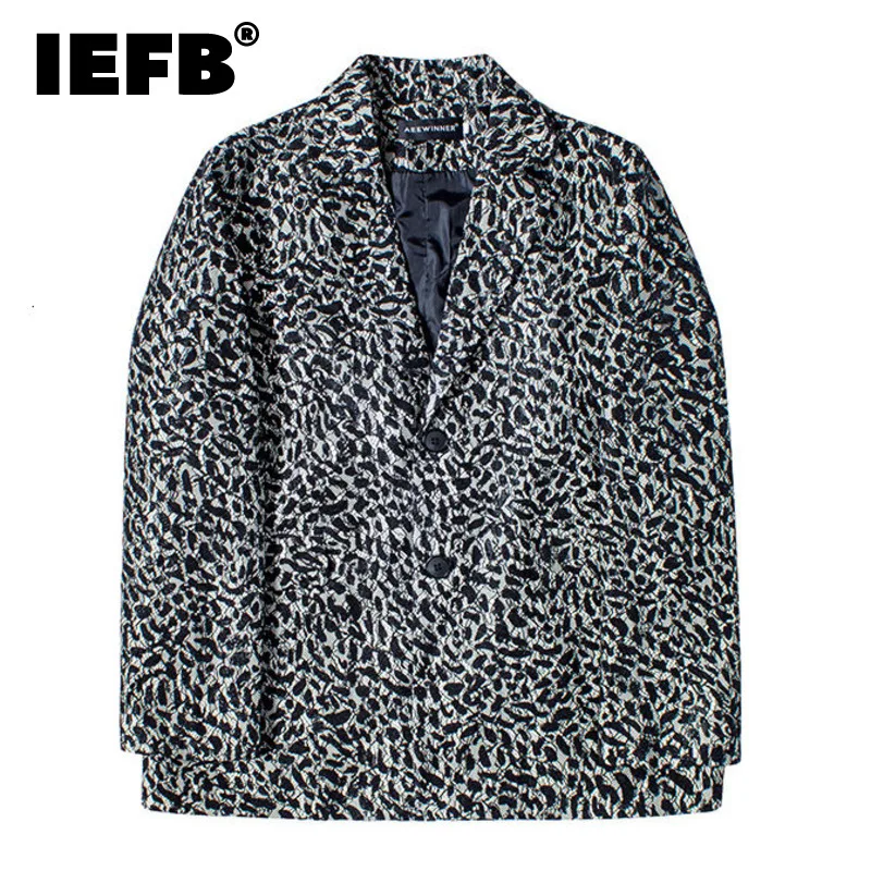 

IEFB Korean Style Chic Printed Blazer Menswear 2021 New Slim Notched Single Breasted Suit Jacket Male Tide Autumn Winter Clothes