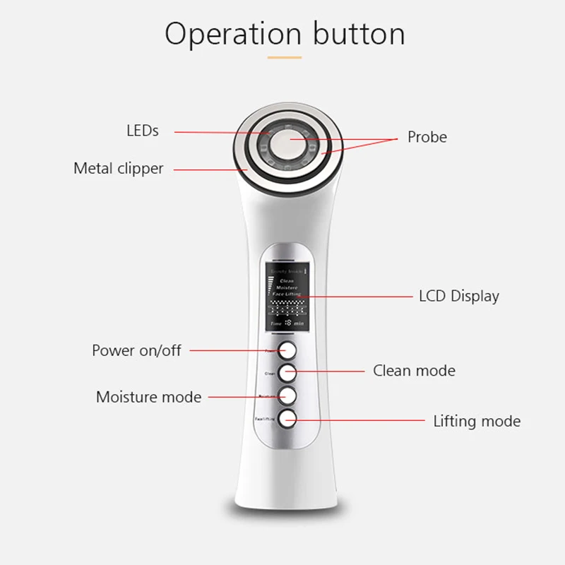 

Face Photon RF Radio Frequency EMS Mesotherapy Led Light Therapy Ultrasonic Vibration Lifting Skin Rejuvenation Firm Massager