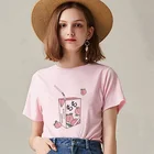 Женская футболка в стиле Харадзюку, розовая Летняя Повседневная футболка с рисунком персикового сока в японском стиле