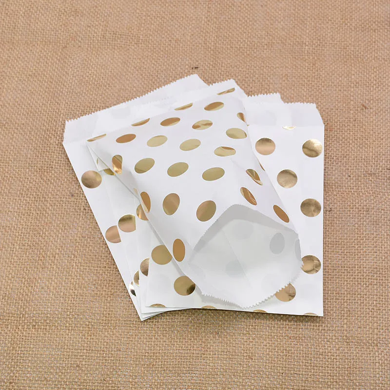 25pcs gold dot 25pcs Kraft Paper Bags Treat Candy Bag Chevron Polka Dot Bags for Wedding Birthday Xmas New Year Party Favors Supplies Gift Bags - Цвет: 25pcs gold dot