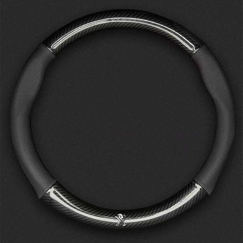 

for Peugeot 3008 4008 5008 Car Steering Wheel Cover Carbon Fibre + PU Leather Auto Accessories interior Coche