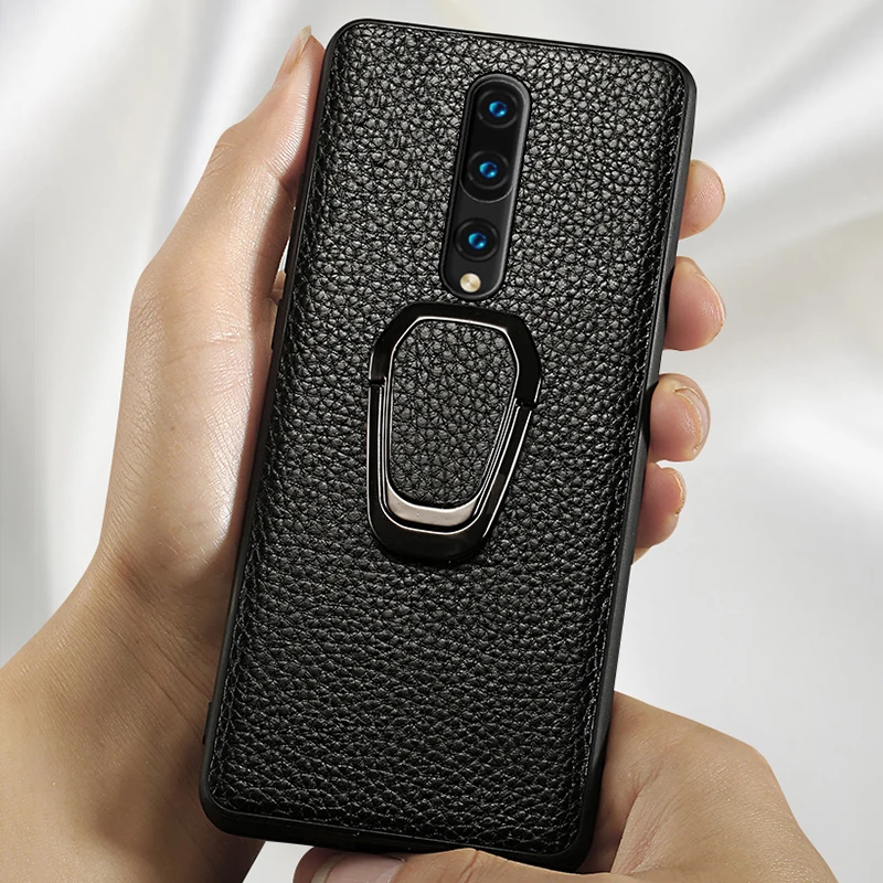 Чехол для телефона Oneplus 7T Pro 7 8 6 6T текстура из воловьей кожи с кронштейном