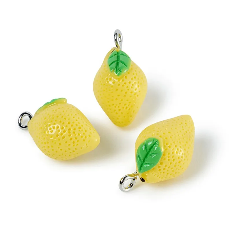 

HEYUYAO 10pcs/lot Fruit Lemon Resin Charms Pendant DIY Necklaces Earrings For Jewelry Making Accessories 20*12MM