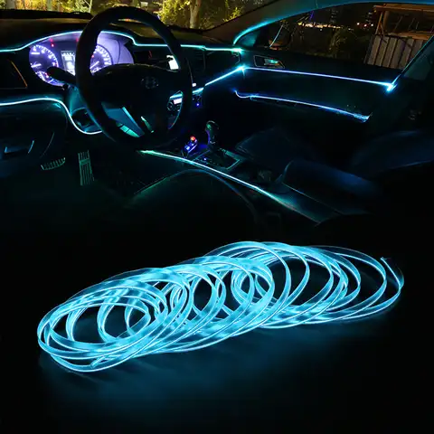 EL Wire автомобильная светодиодная лента для неонового декоративного освещения для Лада гранты ВАЗ Калина приора Нива Самара 2 2110 ларгус 2109 2107 ...