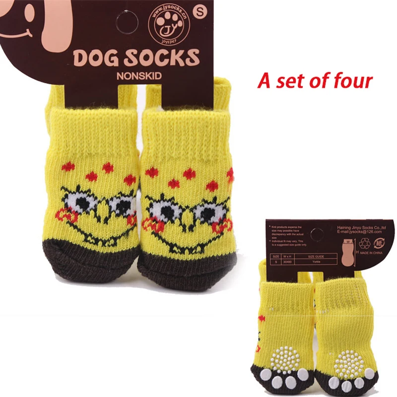 4 шт. обувь для домашних животных собак щенков кошек тапочки нескользящие носки