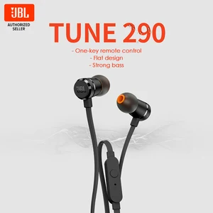 jbl t290 earphones tune 290 wired earbuds stereo sport game music bass headphone with microphone for computer iphone android free global shipping