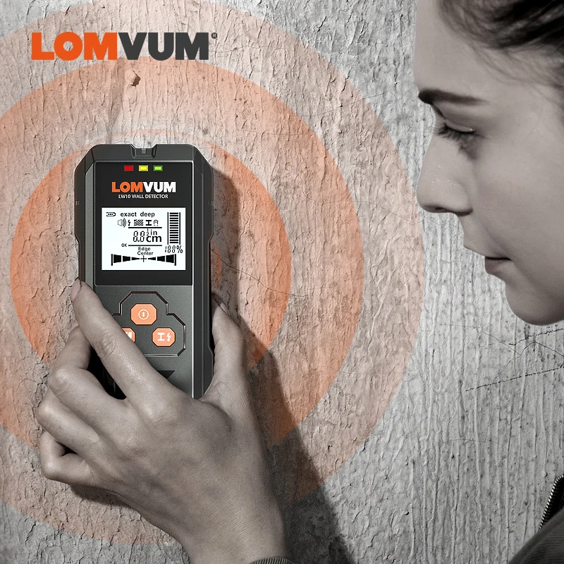 

LOMVUM Metal Detector Wire Finder Digital Wall Scanner Wiring Wood AC Voltage Live Handheld LCD Screen Stud Finder Tester Home