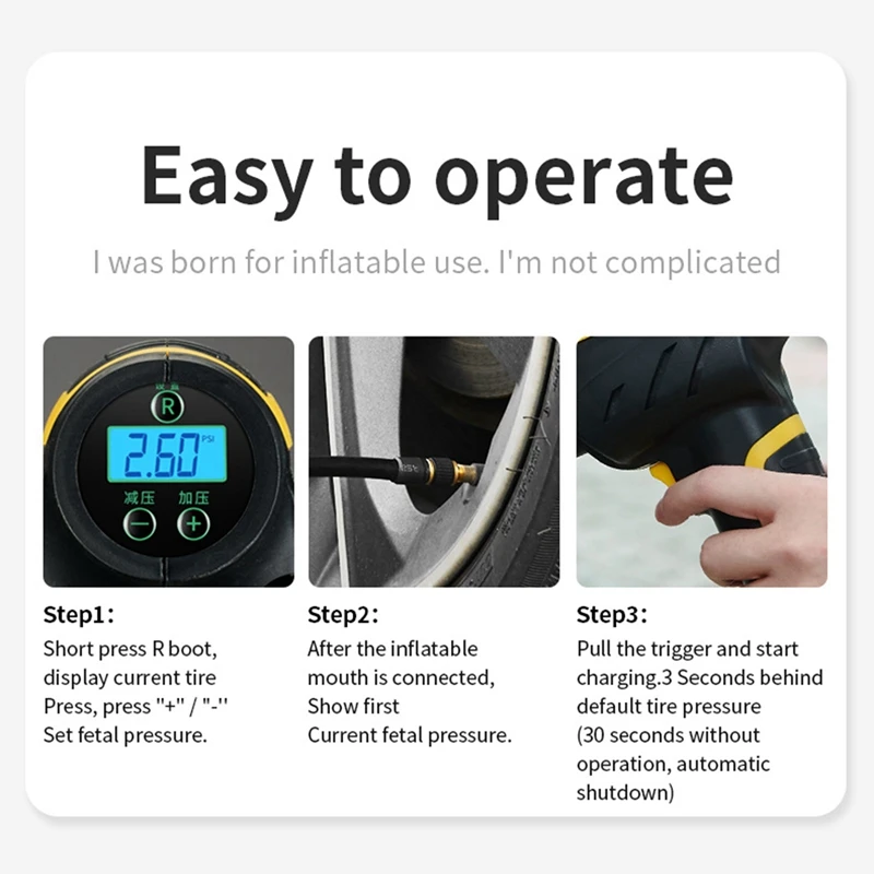 

Wireless Car Air Compressor Handheld USB Rechargeable Tire Inflator Compressor Pump for Motorcycles Cars Truck
