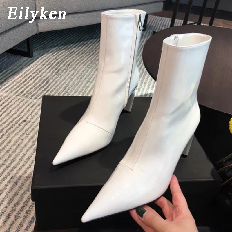 EilyKen/модные красные женские ботильоны из искусственной кожи; ботинки «Челси» с острым носком; женские вечерние ботинки на молнии; Новинка года; сезон осень-зима