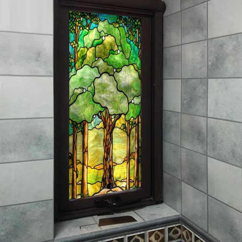 Церковная цветная матовая оконная пленка витражная наклейка самоклеящаяся