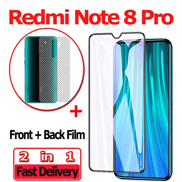 Передняя+ задняя стекло Xiaomi Redmi Note 8 Pro закаленное стекло на Xiaomi Note 8 Защитная стекло Redmi Note 8Pro защитное стекло на сяоми редми ноут 8 стекло ксиоми редми нот 8 про задняя стекло Redmi-Note-8 glass - Цвет: Note 8 pro 2-in-1