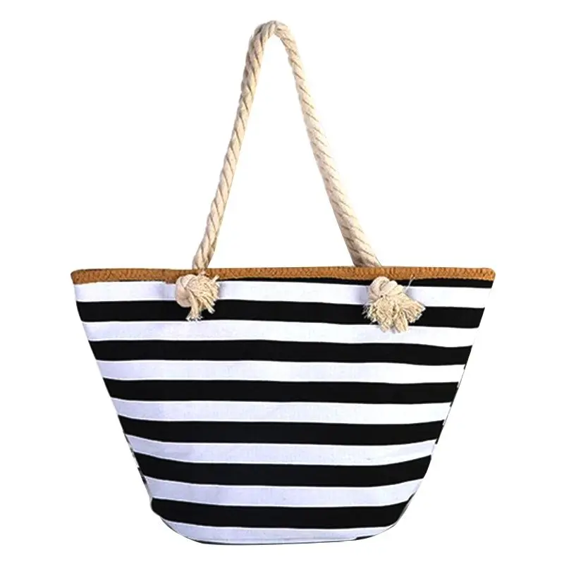 2021 Women Straw Shoulder Bags Large Size Beach Fashion Striped Travel Book For Girls Canvas Totes | Багаж и сумки