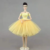 16 bjd clothes fashion yellow 5 layer lace dresses for barbie doll outfit ballet tutu dress princess evening gown accessory toy