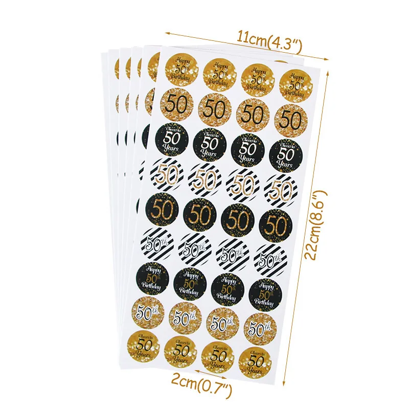 216pcs Sticker Взрослые 30/40/50/60/70th Торт Топперы День Рождения украшения для взрослых юбилей черный золотой посуда бумажные тарелки принадлежности для чашек - Цвет: 216pcs Sticker