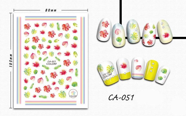 

3D Stickers for Nails Flowers Leaf Grass Nails Art Decoration Manicure Sticker Decals Slider Nail Foil Tips Accessories