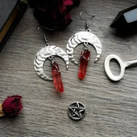raw red quartz crystal earrings witch raw quartz pagan jewelry moon phase earrings2021 hot sale in