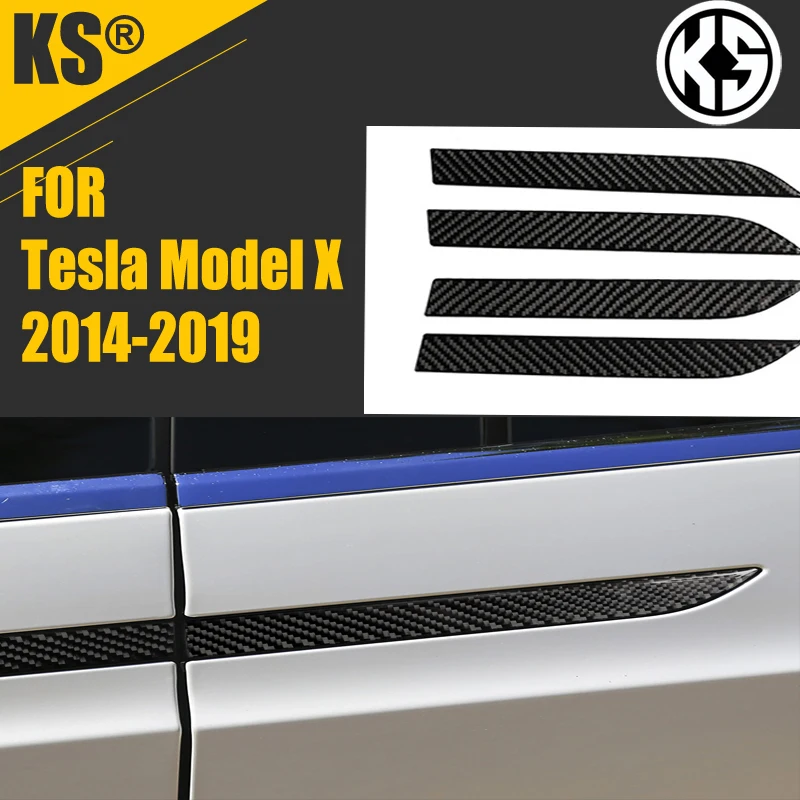 

4PCS carbon fiber exterior door handle sticker for Tesla modelX 2014-2019 decoration exterior Trim Cover