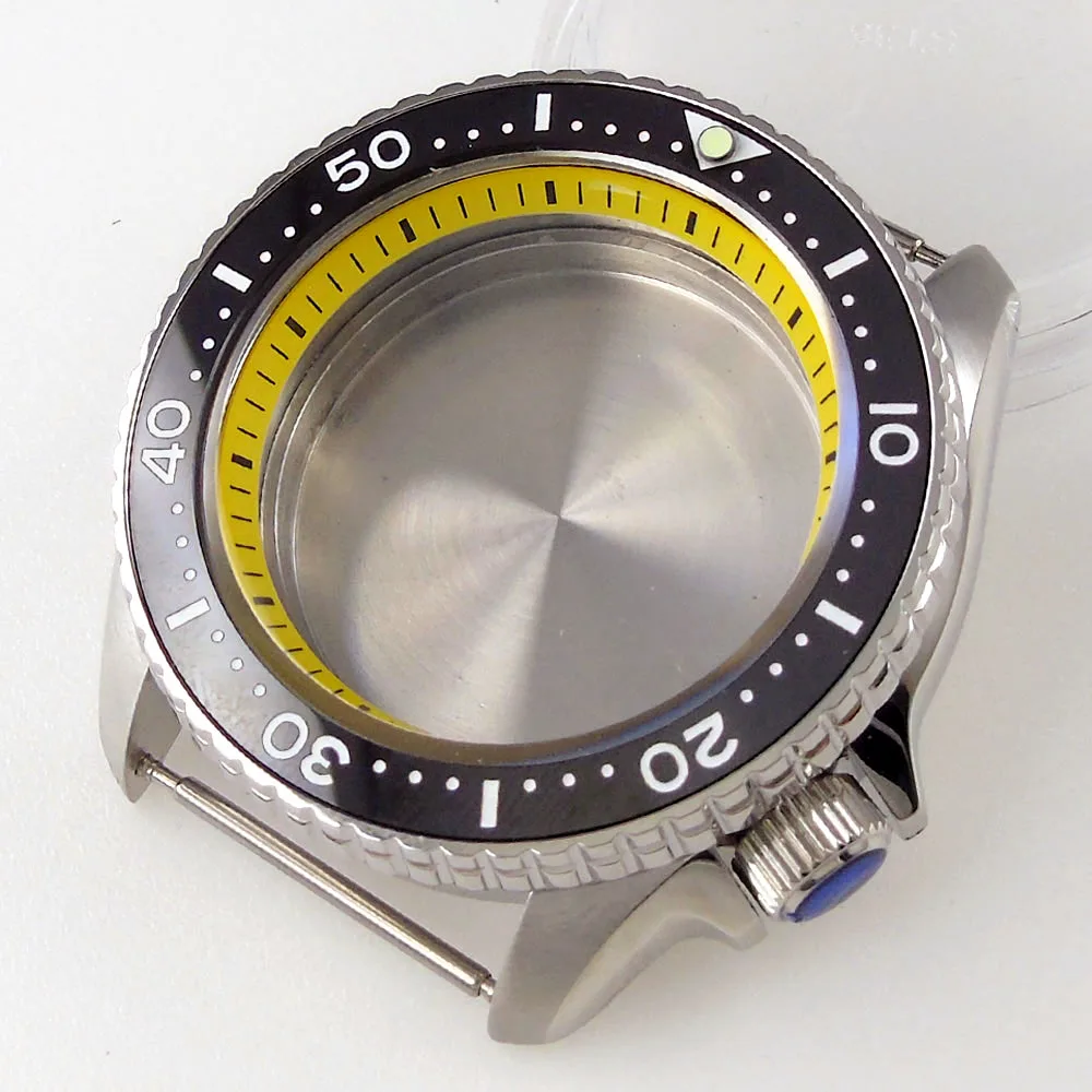 

Diver 41mm Silver Titanium Watch Case fit NH35A NH36A SKX007 Chapter Ring Unidirectional Bezel Ring Sapphire Crystal