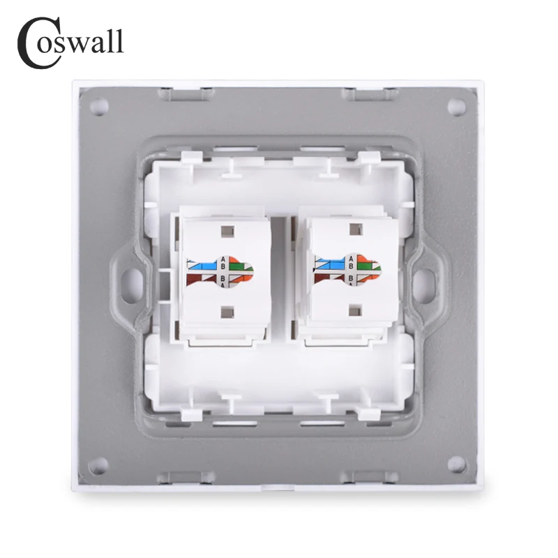 Coswall с украшением в виде кристаллов Стекло Панель двойной CAT6E RJ45 интернет-разъем