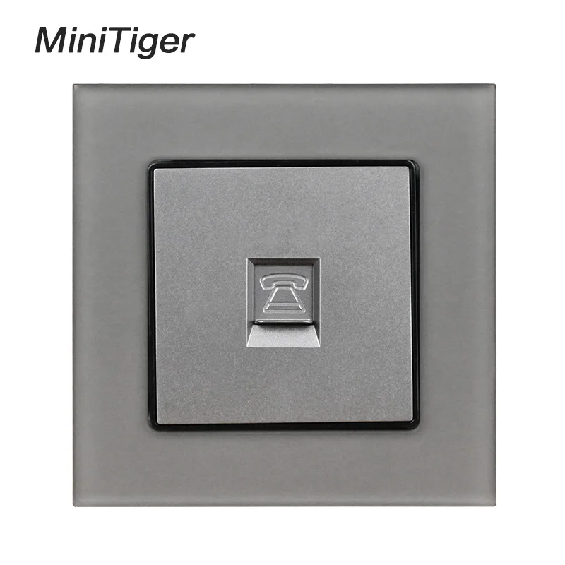 Minitiger серая Роскошная панель из хрустального стекла 1 комплект RJ11 2 Жильный