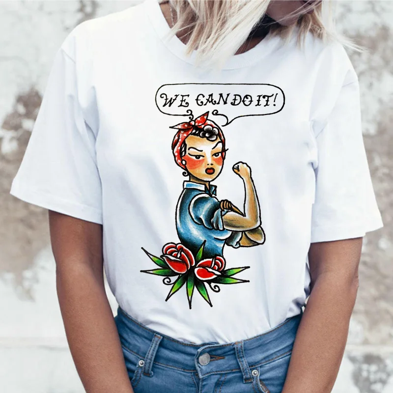 Женского girl power футболка феминизм Графический летняя Футболка Топ harajuku женский
