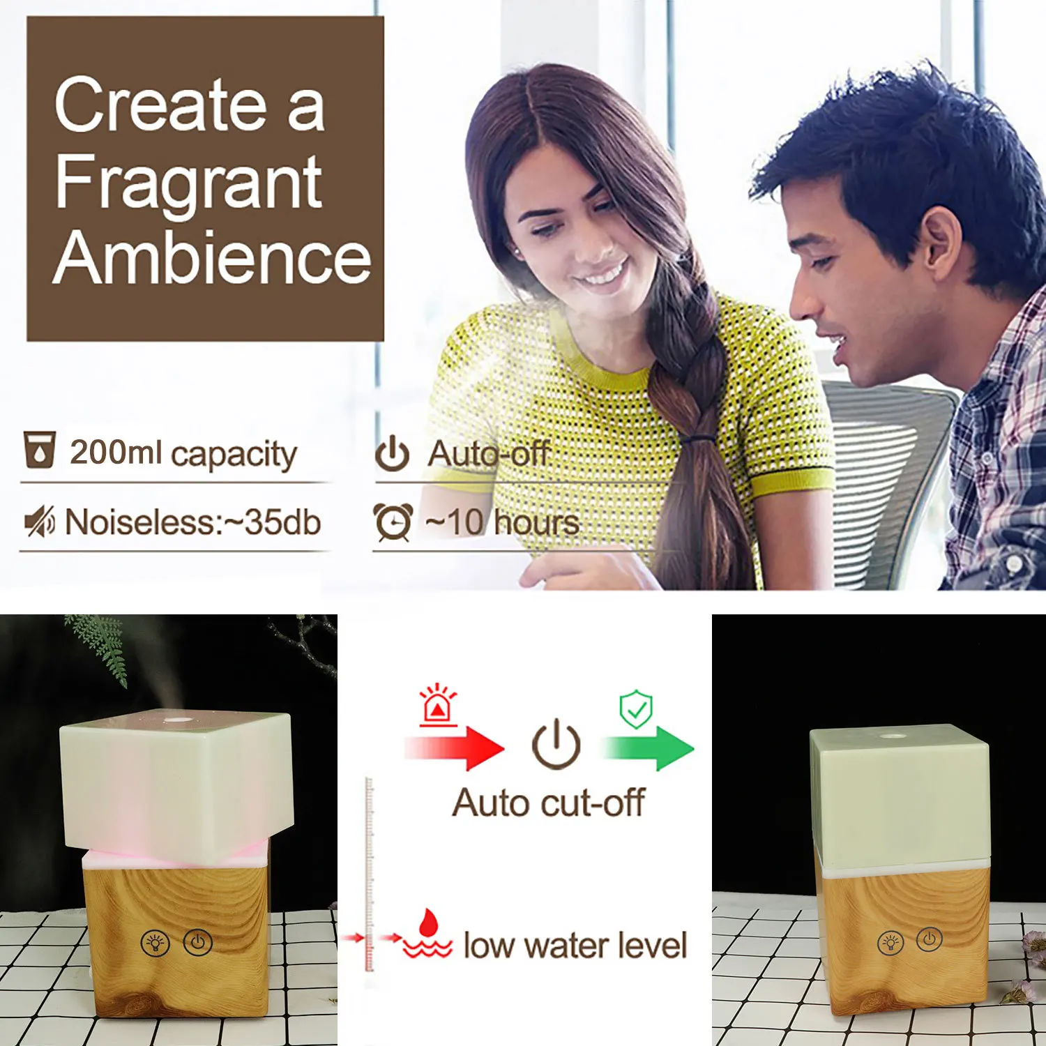 

Essential Oil Diffuser Humidifier with Bluetooth Speaker Pure Aromatherapy Aroma Kit Diffuser 200ml Aroma Diffuser Oil office
