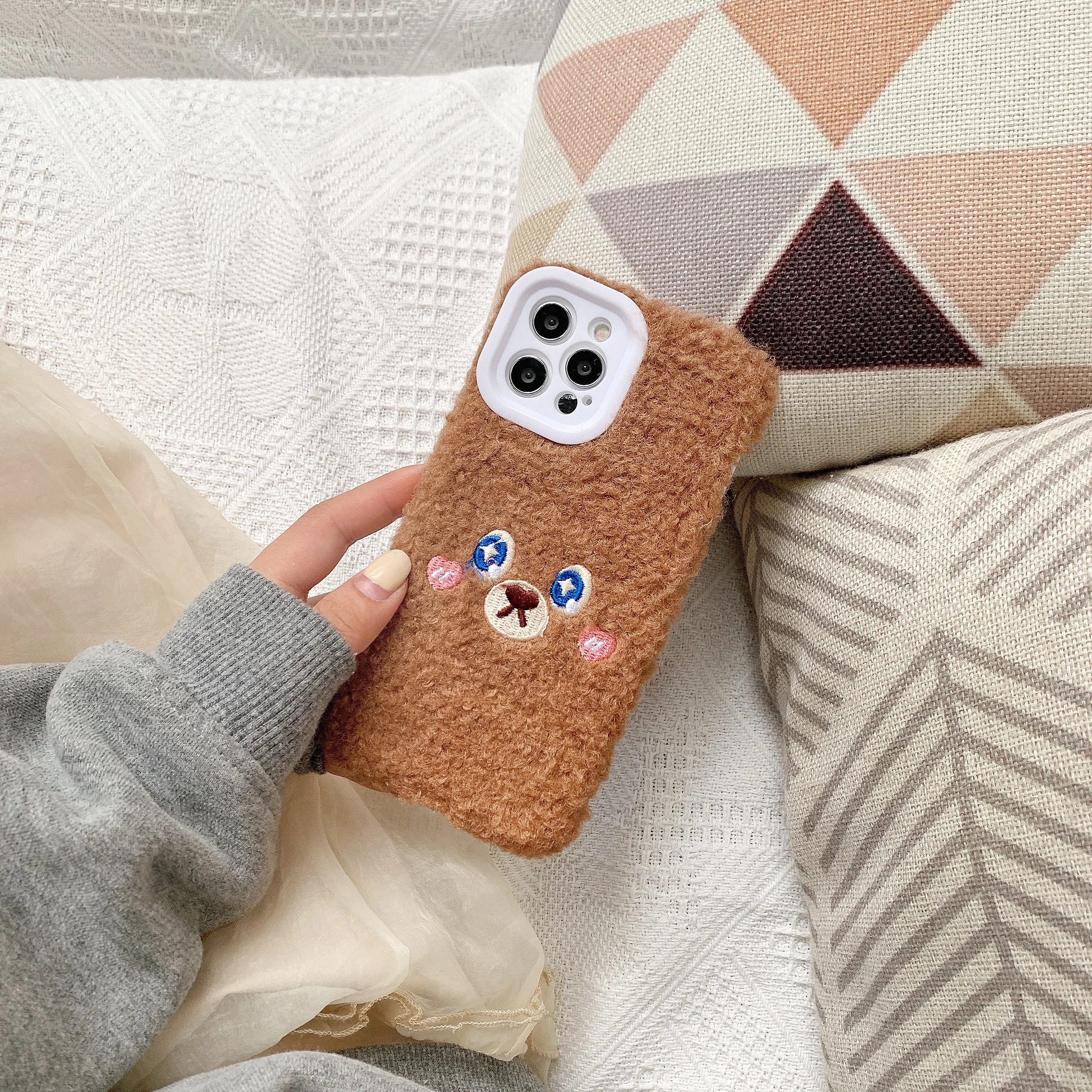 

Plush-blue spectacle bear is suitable for iphone12 mini / 11 Pro Max mobile phone case 7 / 8plus x xsmax xr protective cover