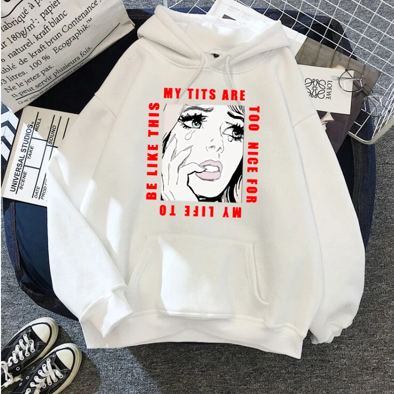 Women Long Sleeve Treat People Kindly Fashion Hoodies Female Vintage Casual Punk Letter Hip Hop Hooded Sweatshirts Women Goth