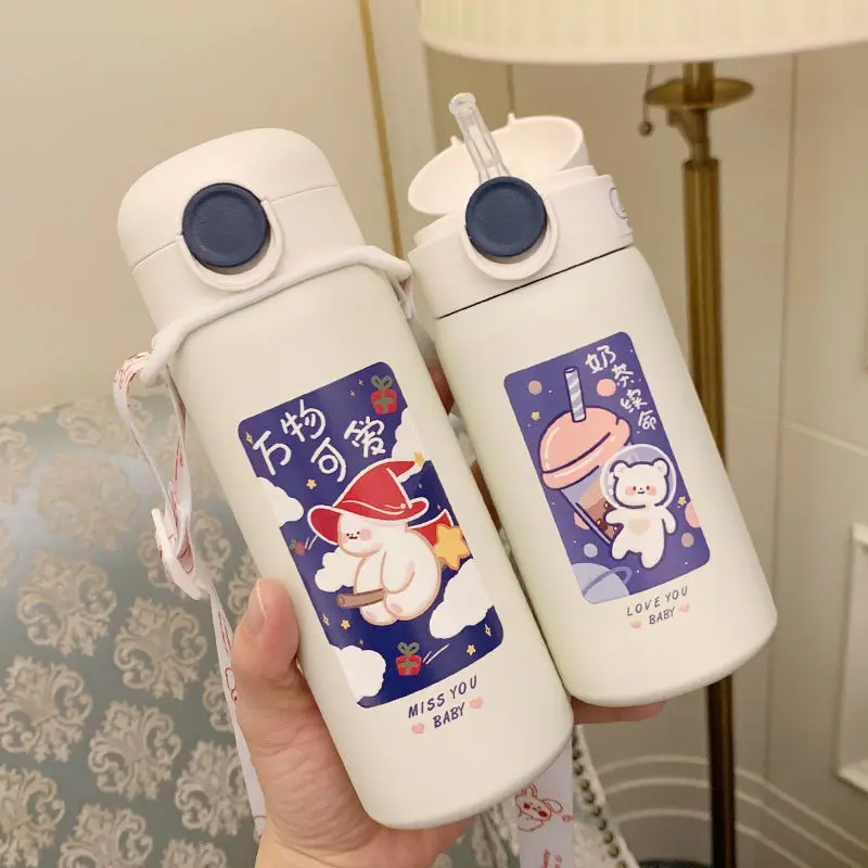 

350/450ml Cartoons Stainless Steel Vacuum Flask Coffee Tea Milk Travel Mug Gift Cute Bear Water Bottle Insulated Thermos Cup