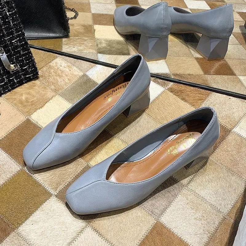 

Туфли женские PUPUDA на платформе, без застежек, на массивном каблуке, повседневные, кожаные, на высоком каблуке, Осенние, женские туфли с квадр...