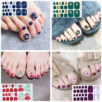 1sheet adhesive toe nail sticker glitter summer style tips full cover toe nail art supplies foot decal for women girls drop ship