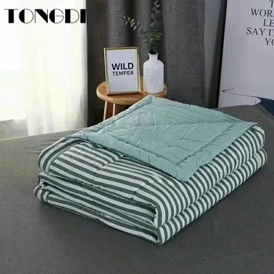 TONGDI крутое мягкое Полосатое тонкое хлопковое стеганое одеяло роскошное для