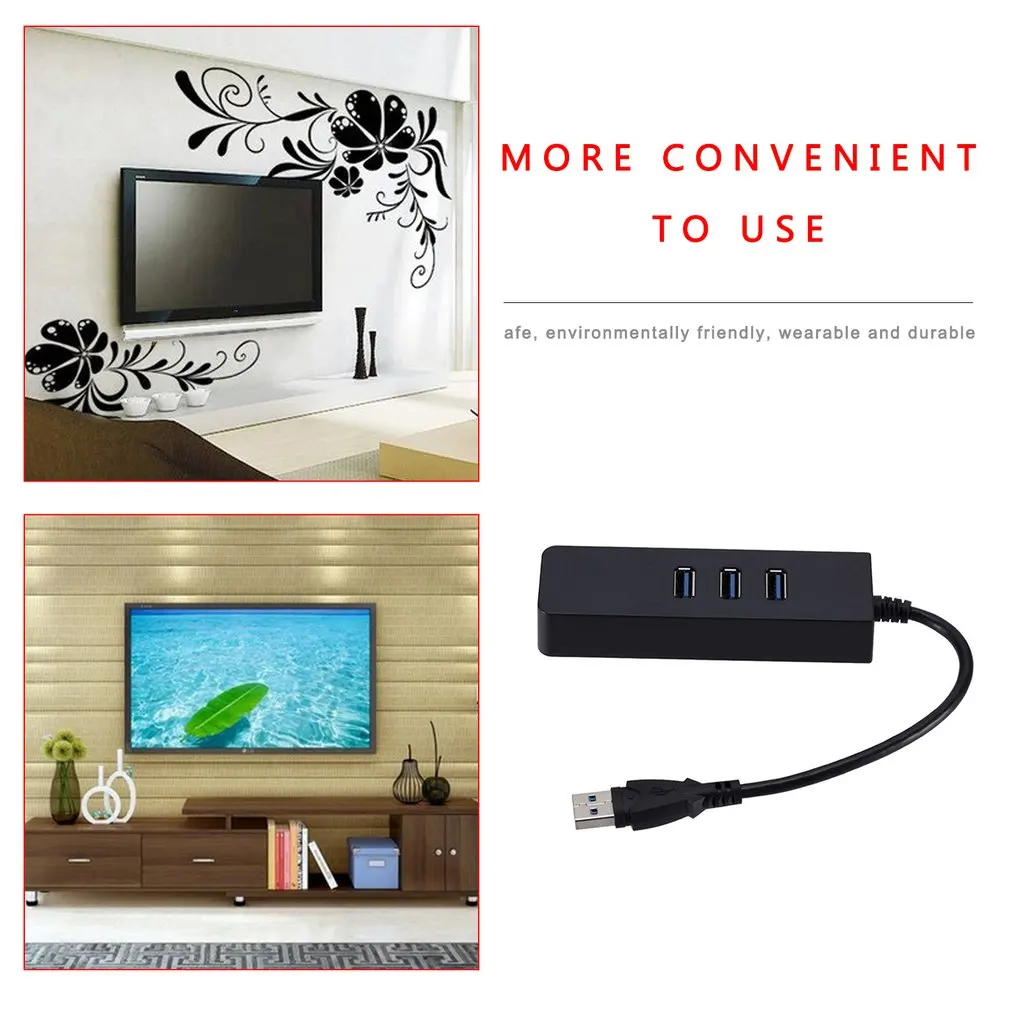 

USB Gigabit Ethernet Adapter 3 Ports USB 3.0 HUB USB to Rj45 Lan Network Card for Macbook Mac Desktop + Micro USB Charger Cable