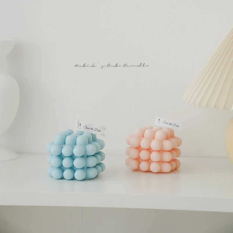 Свеча-Кубик Рубика в виде ракушки оригинальный подарок ручной работы для