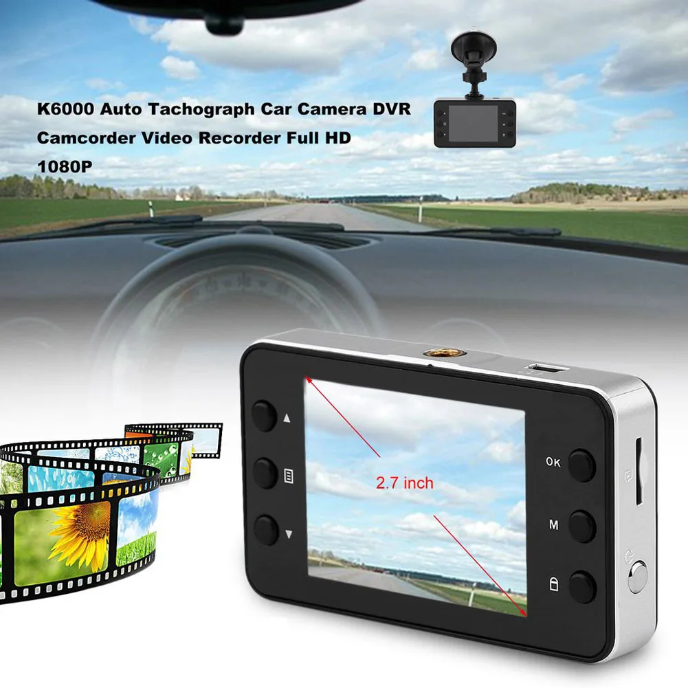 Купи 1080P Dash Cam Car DVR Camera K6000 Auto Tachograph Car Video Recorder Camcorder Video Auto Registrator Full HD Dashcam за 1,114 рублей в магазине AliExpress