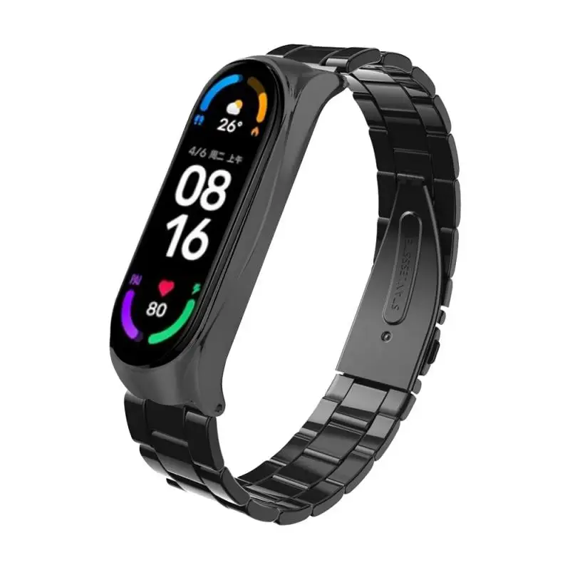 

Strap For Xiaomi Mi Band 5 6 Watch Band Creative Stainless Steel Bracelet Replacement For XiaoMi Band 5 6 Wristband Waterproof