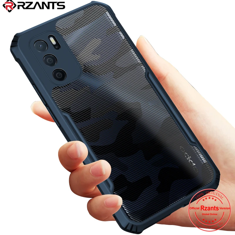 rzants for oppo a16 case hard camouflage cover tpu frame bumper half clear phone shell free global shipping