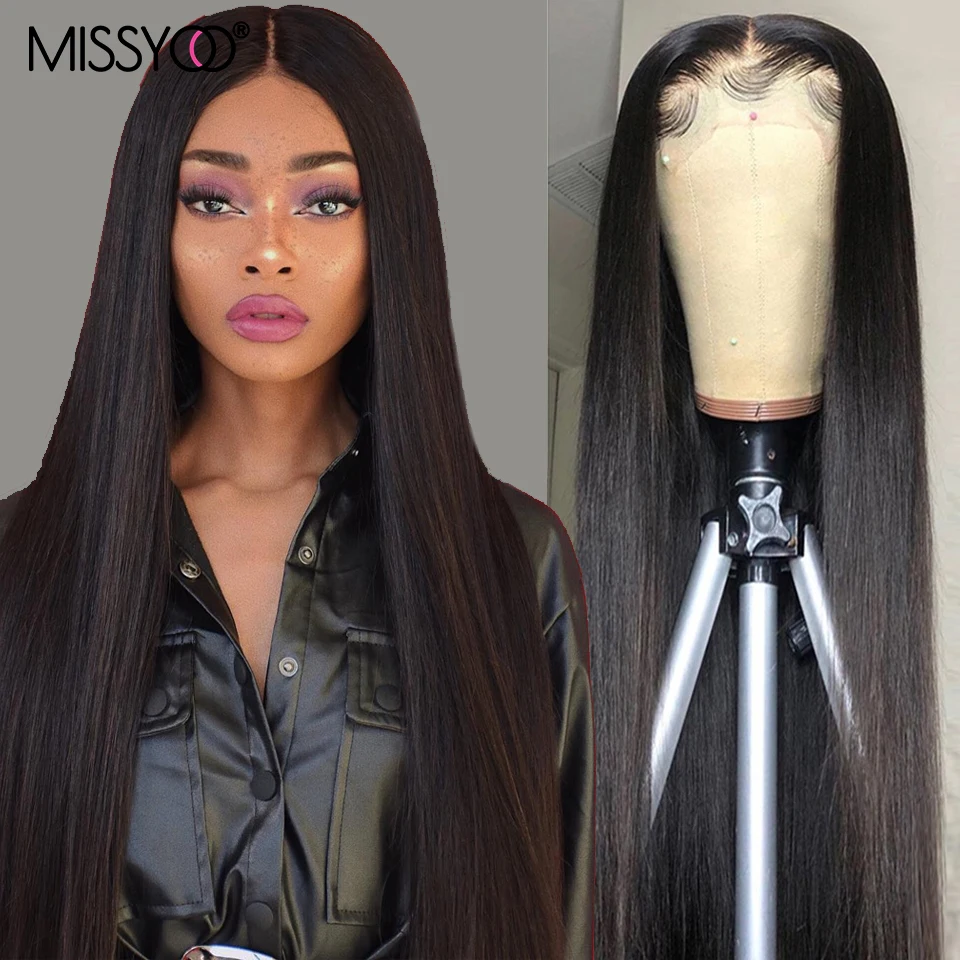 

Straight 13x4HD Lace Front Human Hair Wigs Peruvian pre plucked bleached knots Lace Closure Wig For Black Women T Part Wig