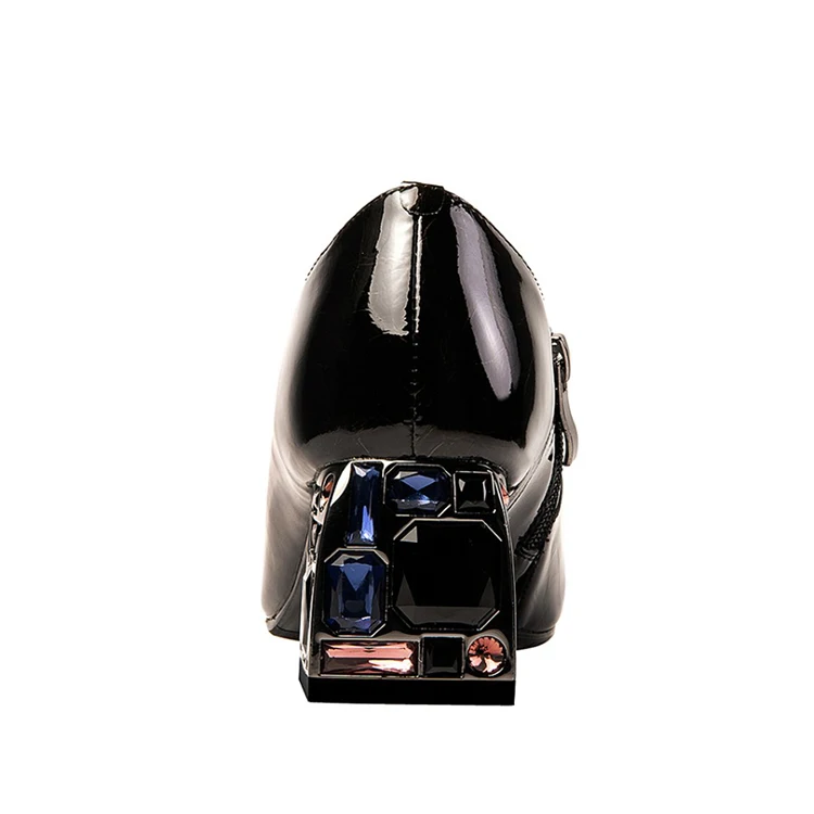 

MLJUESE 2020 women pumps Cow leather autumn spring blue color round toe crystal high heels party dress wedding size 34-42