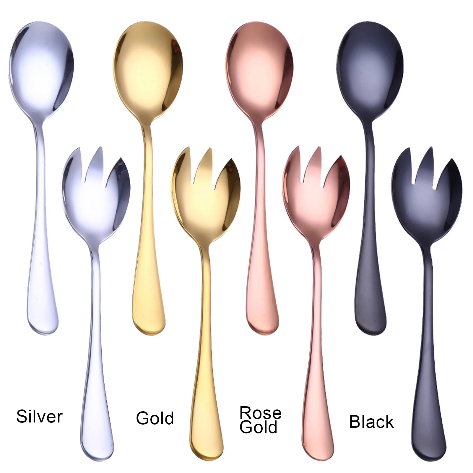 

2 PCS Stainless Steel Heavy Duty Stainless Steel Salad Fork And Spoon Serving Set For Party Home Restaurant