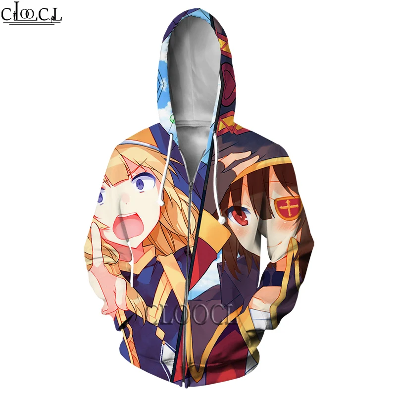 

HX Anime Girl Megumin Konosuba Men Women Zipper Hoodies Fashion Autumn 3D Print Casual Harajuku Clothes Hoody Drop Shipping