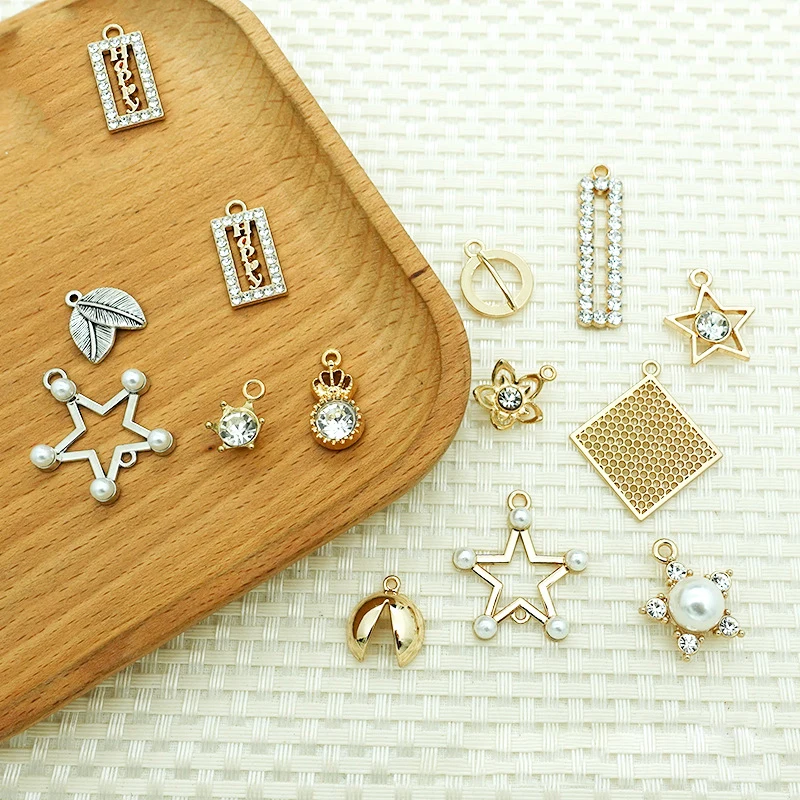 

Geometric DIY Korean Jewelry Accessories Single Hanging Point Pearl Star Simple Crown Pendant for Earring Necklace Charm Floting