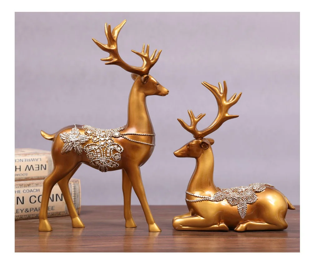 

Home ornaments European ornaments creative gifts couple wedding gifts wine cabinet room TV cabinet decoration Zhaocai deer