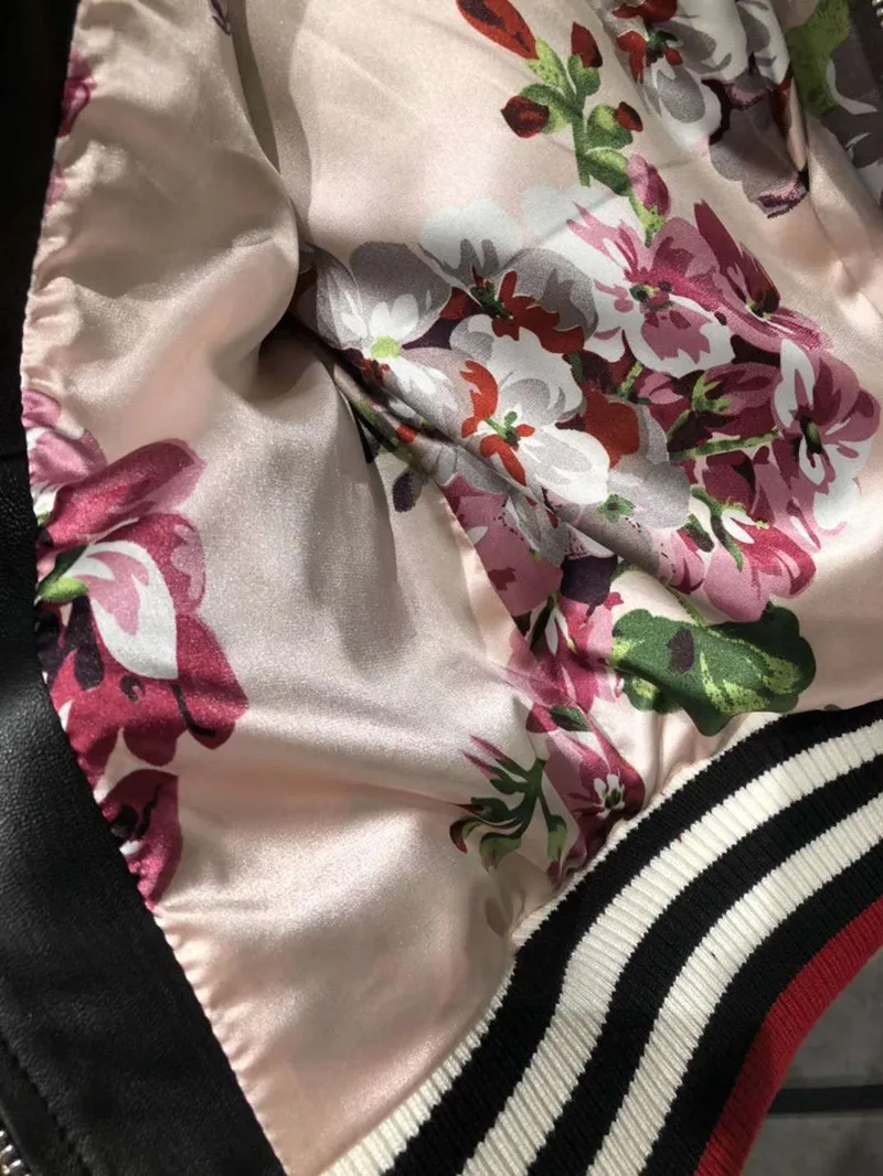 New Designer women's sheepskin leather jackets embroidery bowtie Genuine leather coats D616