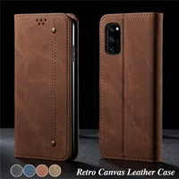 luxury denim leather flip case for huawei honor v30 pro magnetic wallet card cover for honor 8x2020i20s20 lite10i cases bag